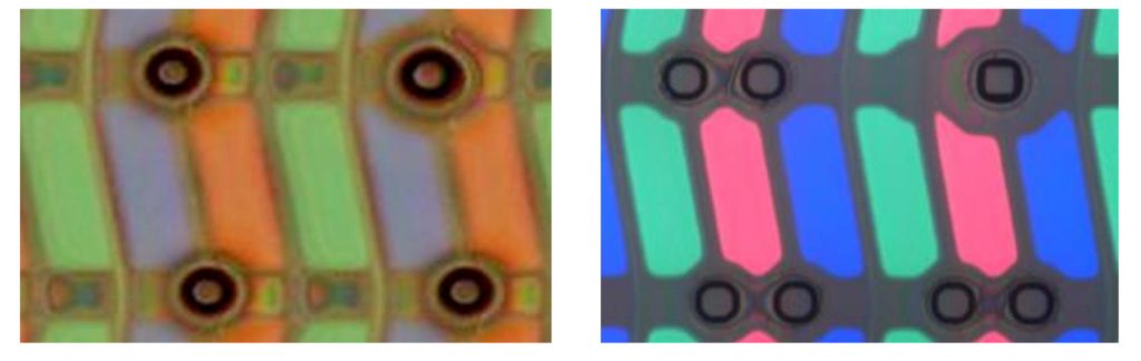 Comparison of low and high PS density in the LCD cell